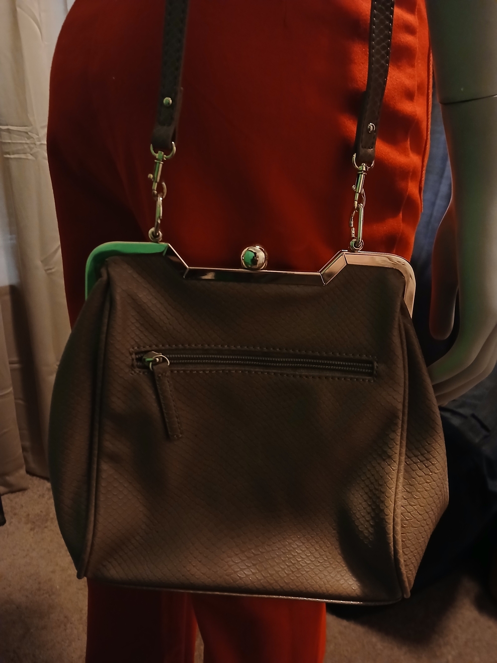 Classic Structured Women’s Satchel Bag in Dark Green